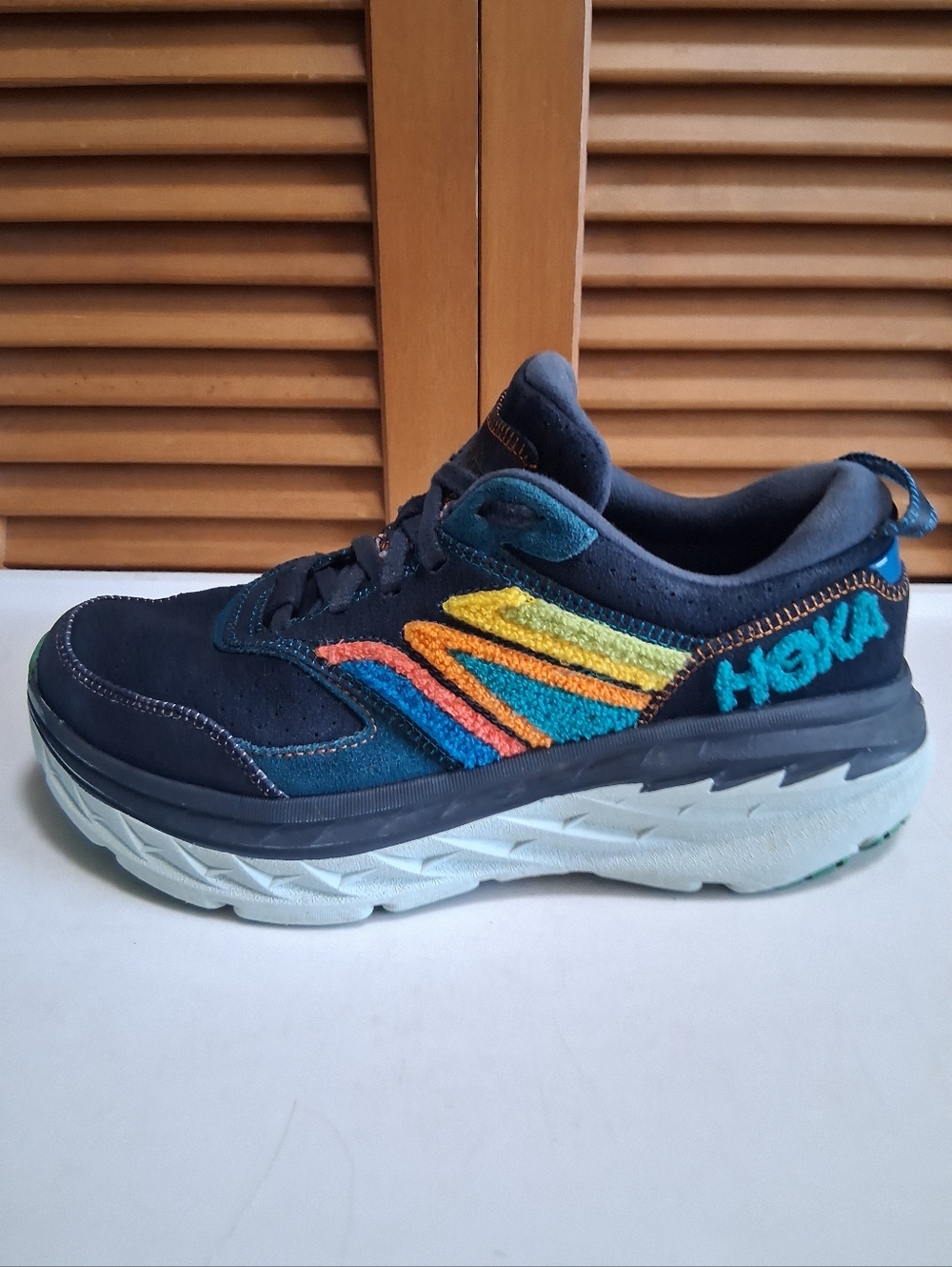 Hoka One One Bondi L Embroidery in Outer Space/Atlantis Unisex Sneakers W10, M9